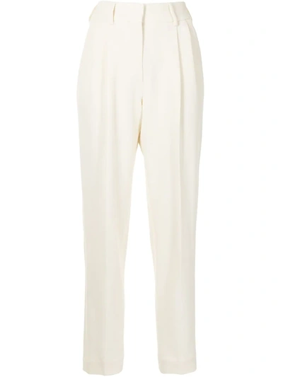 Shop Blazé Milano High-rise Tapered Trousers In Weiss