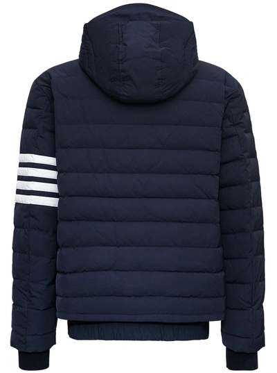 Shop Thom Browne Blue Nylon Down Jacket With 4bar Detail