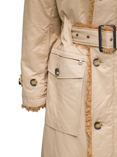 Shop Urbancode Beige Reversible  Cotton And Ecological Shearling Trench