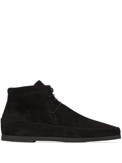 Shop Totême High-top Moccasin-style Leather Boots In Black
