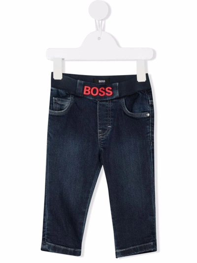 Shop Bosswear Logo-waist Jeans In Blue