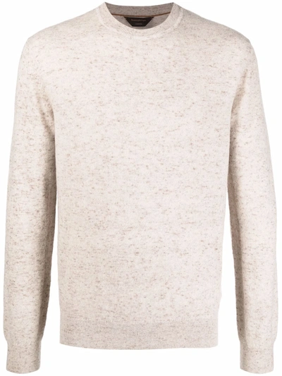 Shop Ermenegildo Zegna Speckle-knit Cashmere Jumper In Neutrals