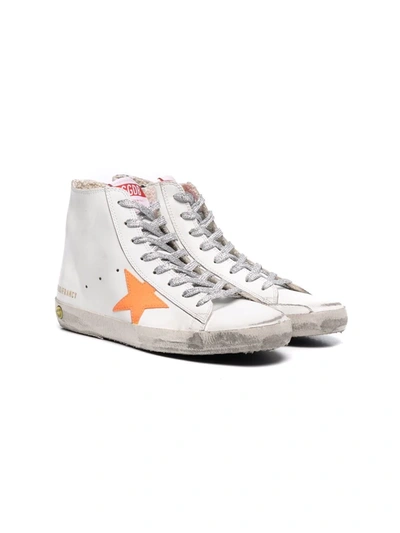 Shop Golden Goose Teen Francy High-top Sneakers In White