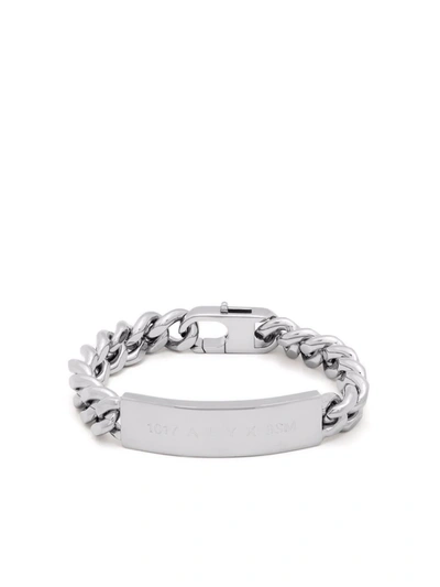 Shop Alyx Chainlink Embossed-logo Bracelet In Silver