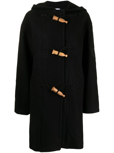 Patou Single-breasted Duffle Coat In Black