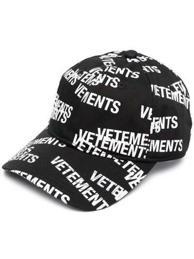 Shop Vetements Logo-print Cap In Black
