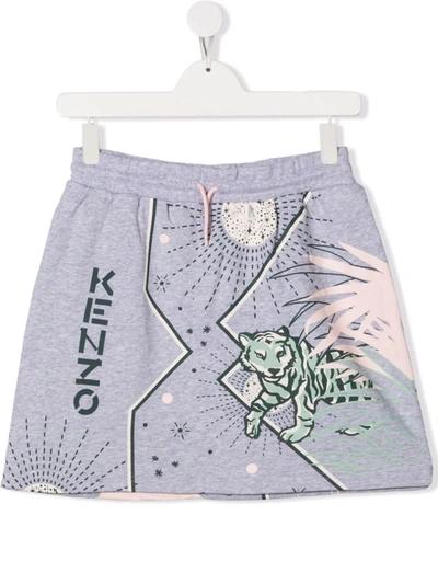 Shop Kenzo Logo Graphic Print Skirt In Grey