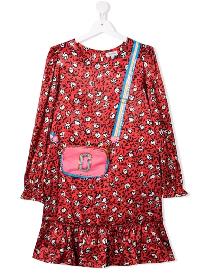 Shop The Marc Jacobs Teen Logo-print Long-sleeved Dress In Red