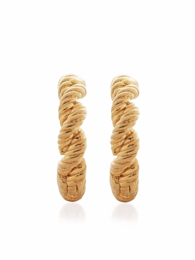 Shop Monica Vinader Corda Huggie Earrings In Gold