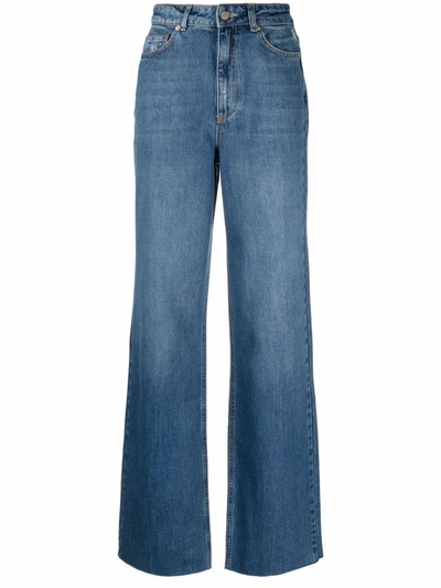 12 Storeez High-rise Wide-leg Jeans In Blue