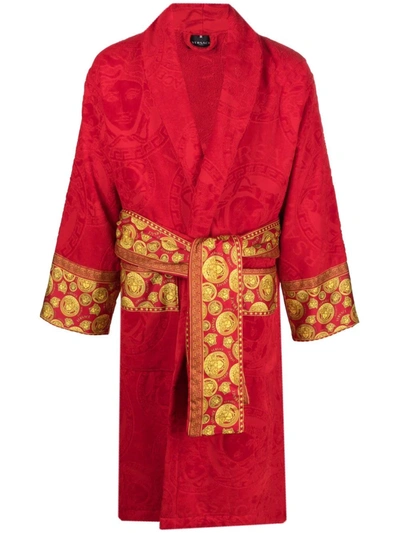 Shop Versace Medusa Head-motif Robe In Red