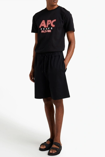 Shop Apc Cotton-jersey Drawstring Shorts In Black