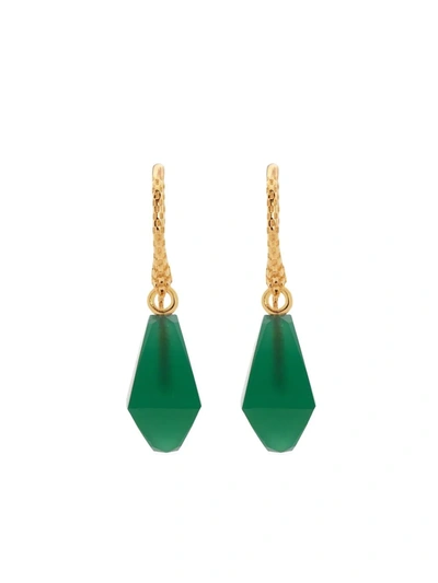 Shop Monica Vinader Geometric Gemstone Wire Earrings In Green
