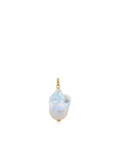 Shop Monica Vinader X Doina Large Baroque Pearl Pendant Charm In Gold