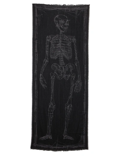 Shop Alexander Mcqueen Skeleton Scarf In Black