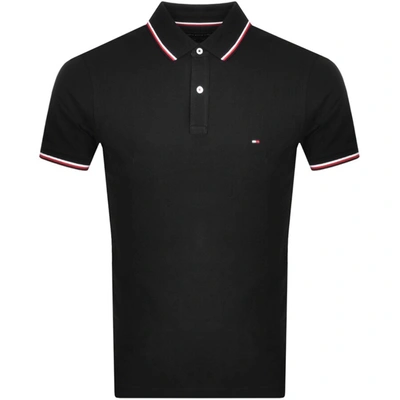 Shop Tommy Hilfiger Tipped Slim Fit Polo T Shirt Black
