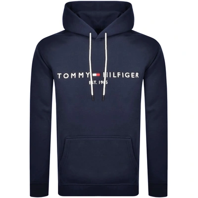 Shop Tommy Hilfiger Logo Pullover Hoodie Navy