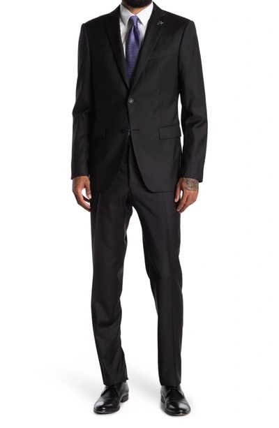 Shop John Varvatos Bleeker Black Solid Two Button Notch Lapel Wool Suit