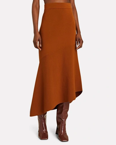 Shop A.l.c Jaspar Asymmetrical Knit Midi Skirt In Brown