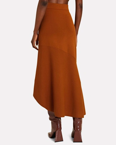 Shop A.l.c Jaspar Asymmetrical Knit Midi Skirt In Brown