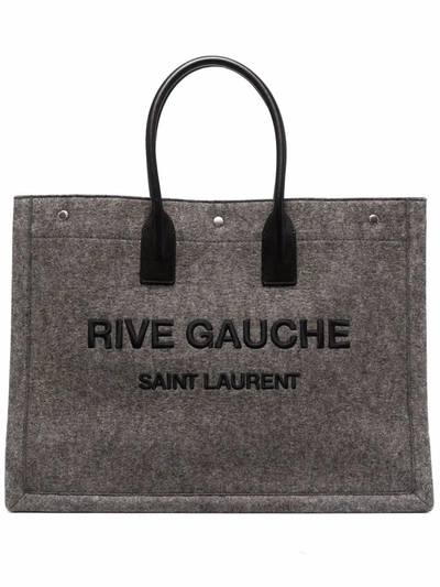 Shop Saint Laurent Rive Gauche Tote In Grau