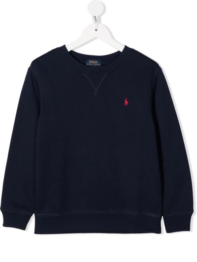 Shop Ralph Lauren Embroidered-logo Sweatshirt In Blue