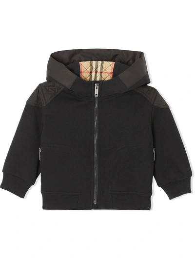 Shop Burberry Monogram-quilt Zip-fastening Hoodie In Black