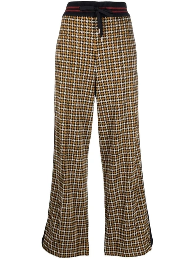 Shop Marni Houndstooth Wide-leg Trousers In Black