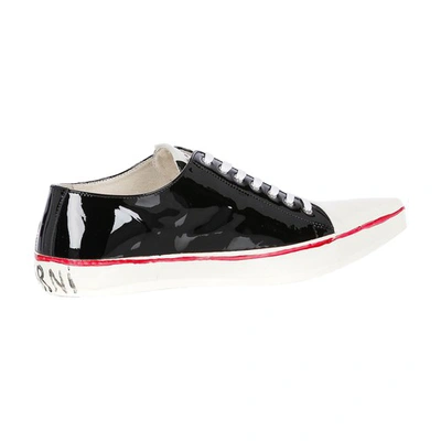 Shop Marni Gooey Low-top Sneaker In Patent Leather In Black Red