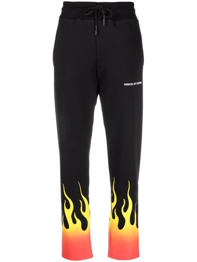 Shop Vision Of Super Flame-print Track Pants In Schwarz