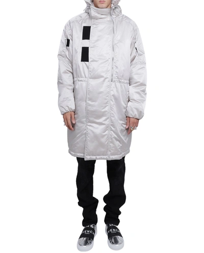 Shop Givenchy Quilted Satin Parka In Grey