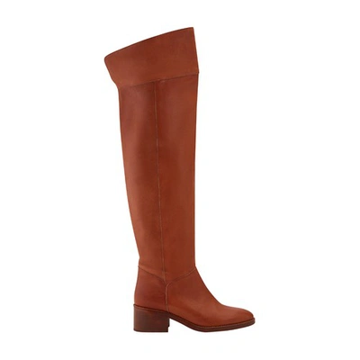 Shop Vanessa Bruno Leather Thigh-high Boots In Camel