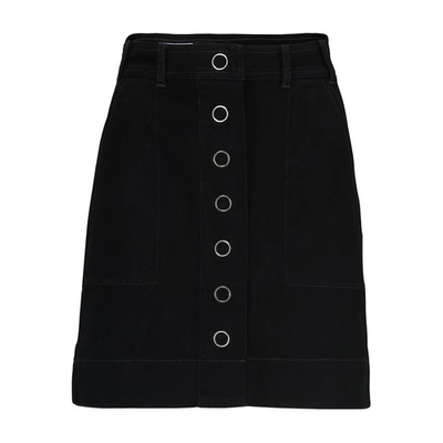Maison Kitsuné A-line Denim Mini Skirt In Black | ModeSens