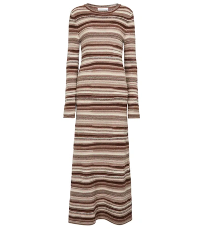 Shop Chloé Striped Cashmere-blend Sweater Dress In 彩色