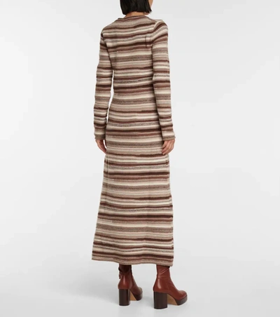 Shop Chloé Striped Cashmere-blend Sweater Dress In 彩色