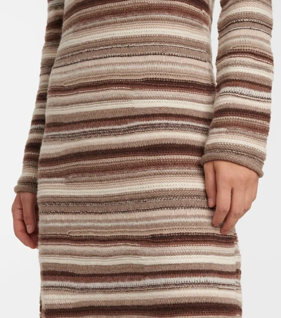 Shop Chloé Striped Cashmere-blend Sweater Dress In 彩色