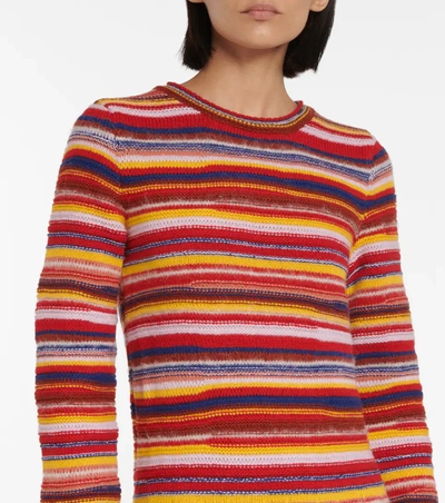 Shop Chloé Striped Cashmere And Wool-blend Dress In 彩色