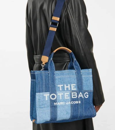 Shop The Marc Jacobs The Denim Small Canvas Tote In 蓝色