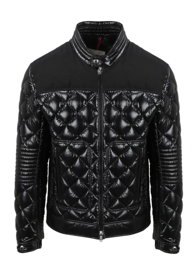 Shop Moncler Veran Quilted Biker Jacket In Black