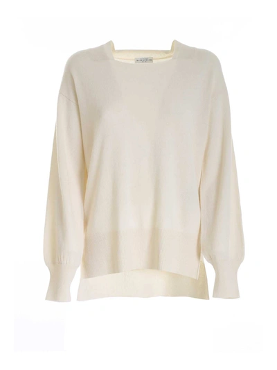 Shop Ballantyne Lightweight Sweater In White Butter