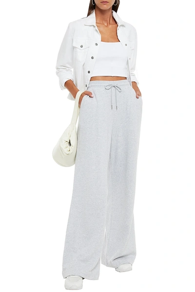 Shop Ninety Percent Mélange Organic French Cotton-terry Wide-leg Pants In Light Gray