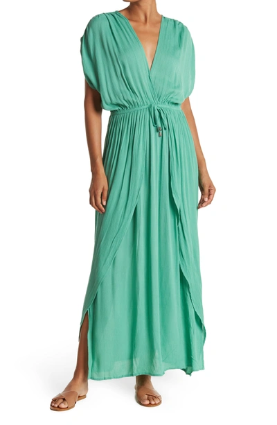 Shop Elan Wrap Maxi Cover-up Dress In Green