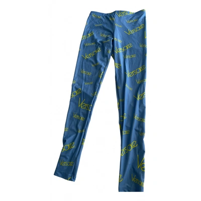 Pre-owned Versace Leggings In Blue