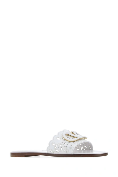 Shop Valentino White Leather Vlogo  Signature Slippers White  Garavani Donna 36.5
