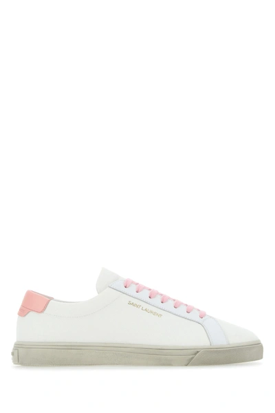 Shop Saint Laurent White Leather Andy Sneakers Nd  Donna 40