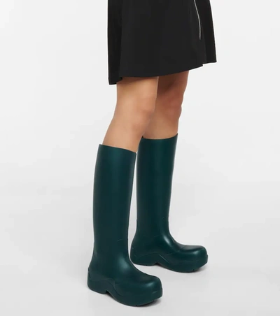 Shop Bottega Veneta Puddle Rubber Knee-high Boots In 蓝色