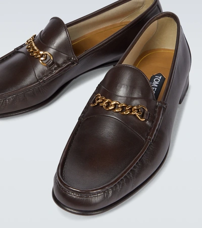 Tom Ford Leather York Chain Loafers In Brown | ModeSens