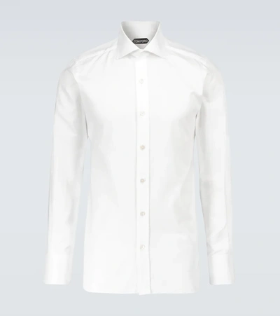 Shop Tom Ford Long-sleeved Cotton Shirt In White