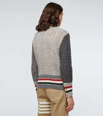 Shop Thom Browne Cable-knit Wool And Mohair Sweater In Grey