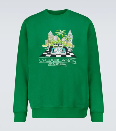 Shop Casablanca Printed Cotton Sweatshirt In Green